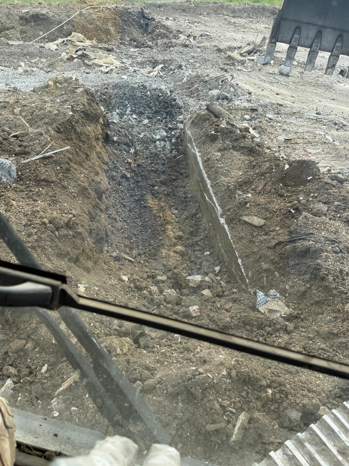 Concrete and debris after demolition